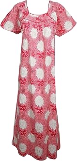 Image of Mogul Interior Boho Maxi Kaftan Dresses, Muumuu, Housedress, Pink Summer Nightgown Lounger L