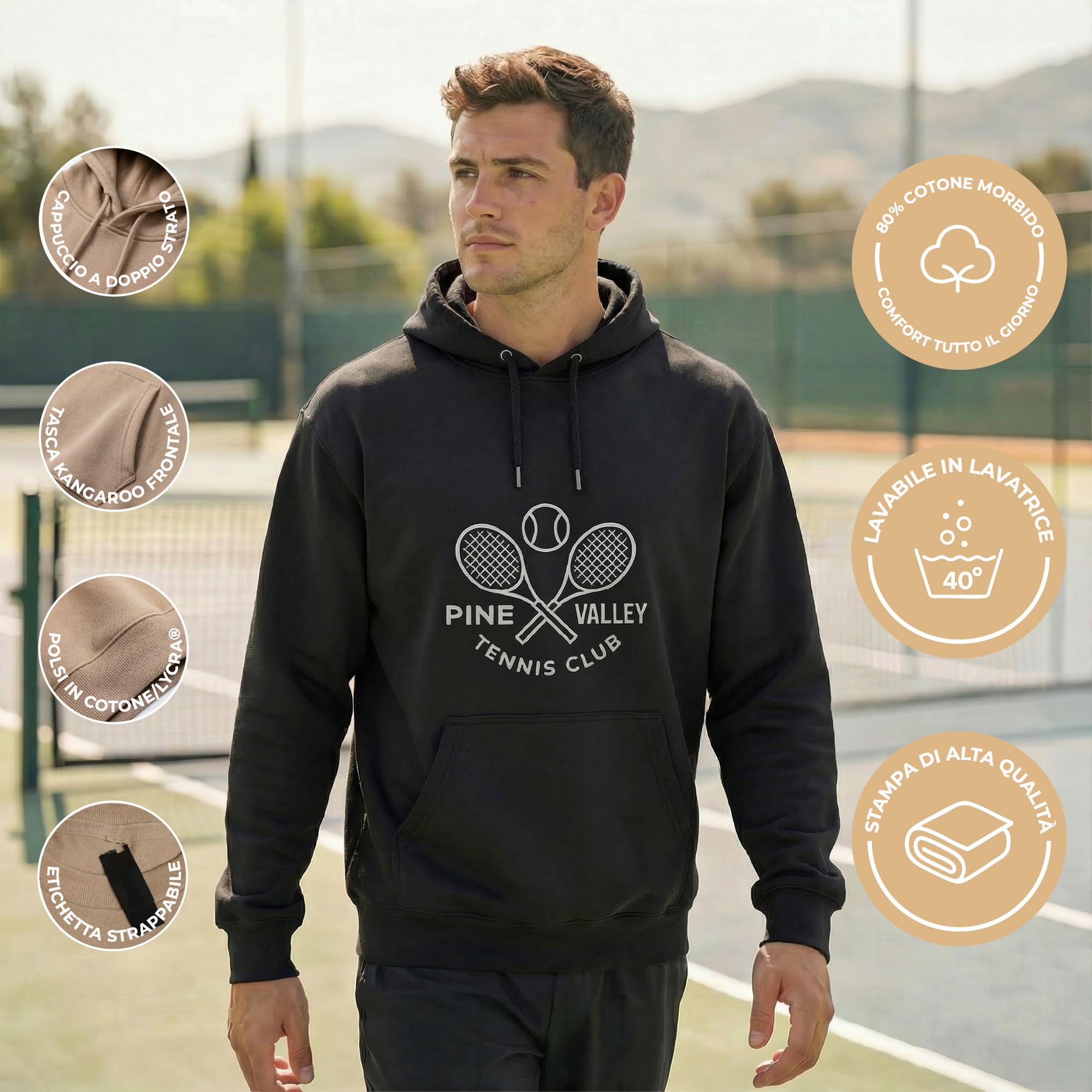 Cimpress Felpa Personalizzata con Cappuccio da Uomo, Taglie S–2XL, Stampa Fronte con Logo, Testo o Immagine, Ideale per Eventi, Promozione, Regali e Uso Invernale