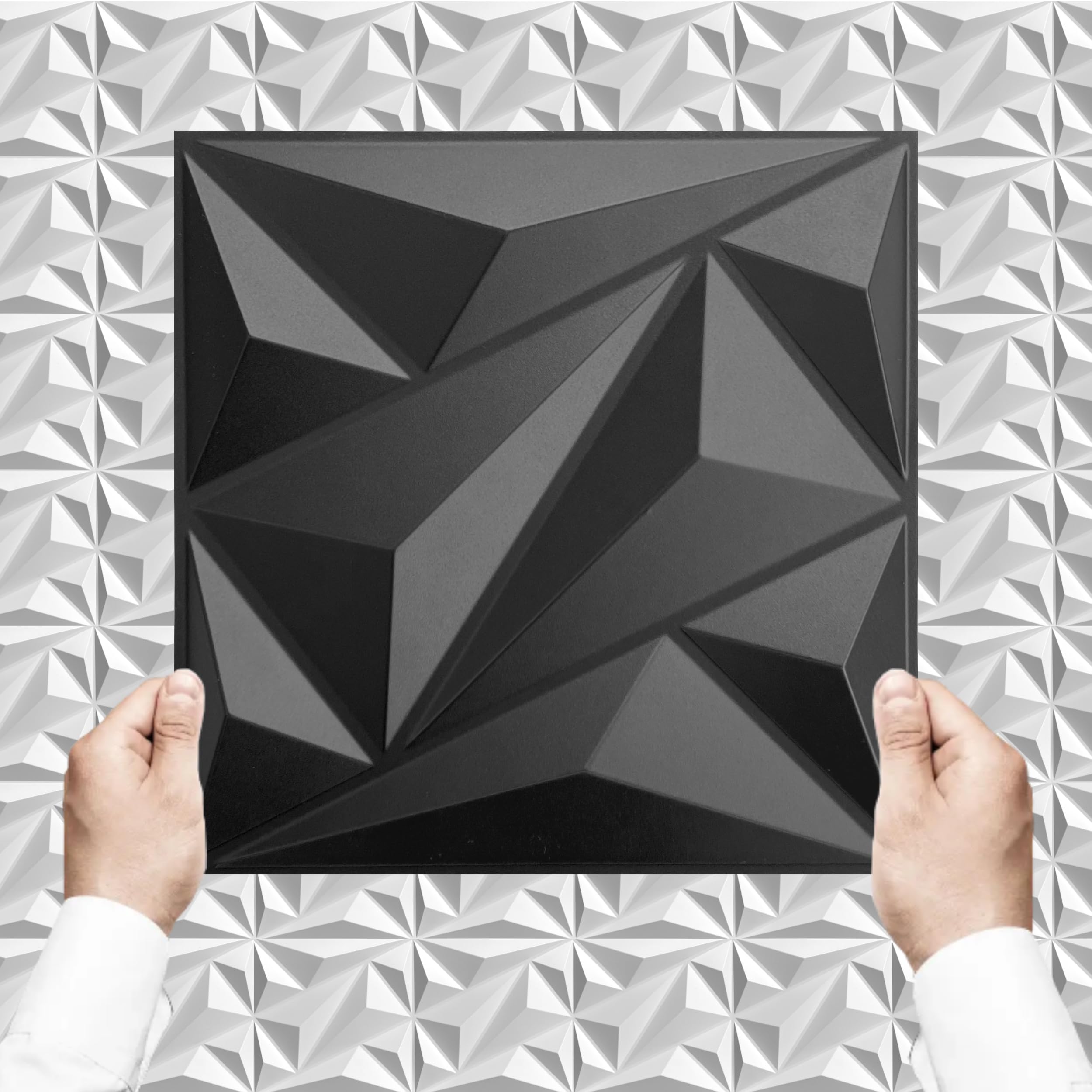Paneles 3D plástico PVC 5m²-20PCS Paneles de pared Sala de juego Techo de pared Óptica 3D Diamante 3D PVC — view 42