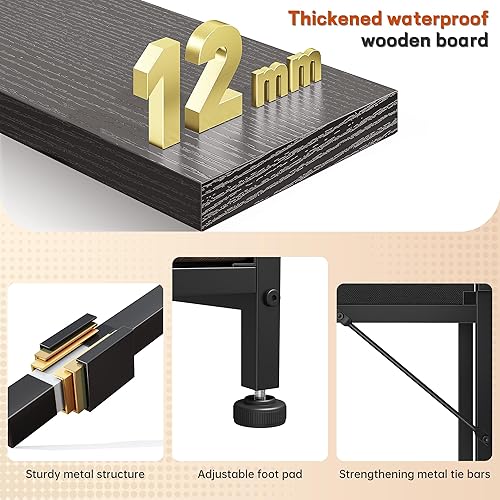 Miniatura 8 de Escritorio de computadora de oficina de 31.5 pulgadas con luces LED y 2 cajones de tela, escritorio para juegos con bolsillo lateral y soporte