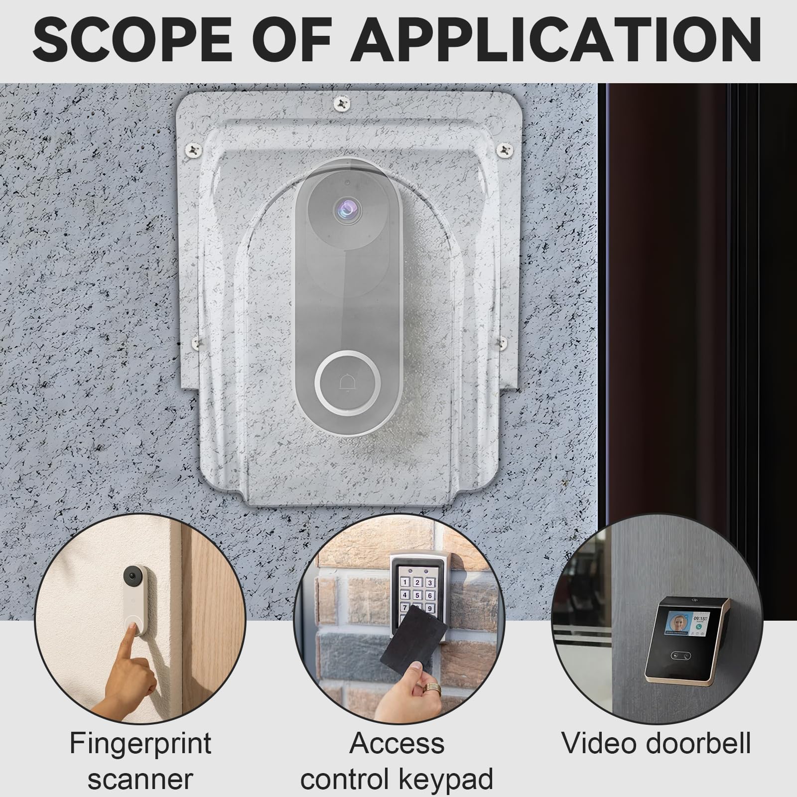 Copertura Antipioggia Copri Citofono Esterno, Copertura Protettiva Impermeabile per Campanello Esterno, Pulsante di Chiamata, Campanello Wireless, 11x11x8,5 cm