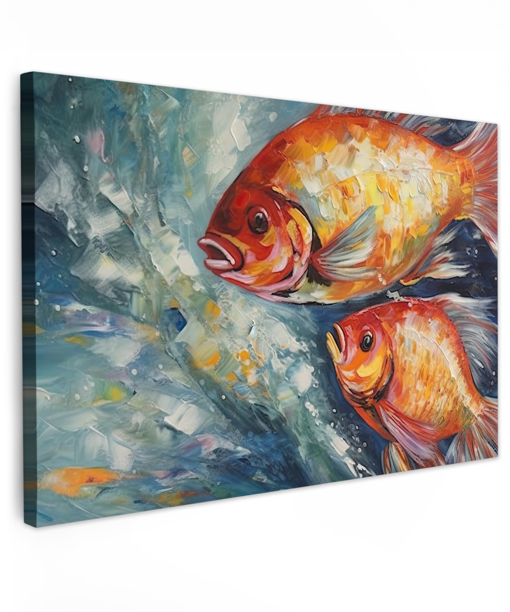 MuchoWow© Canvas Wall Art 24"x16" / 60x40 cm Decor Paintings Prints framed on Canvas Decorations Wallart Fish - Water - Animals - Art - Oil painting