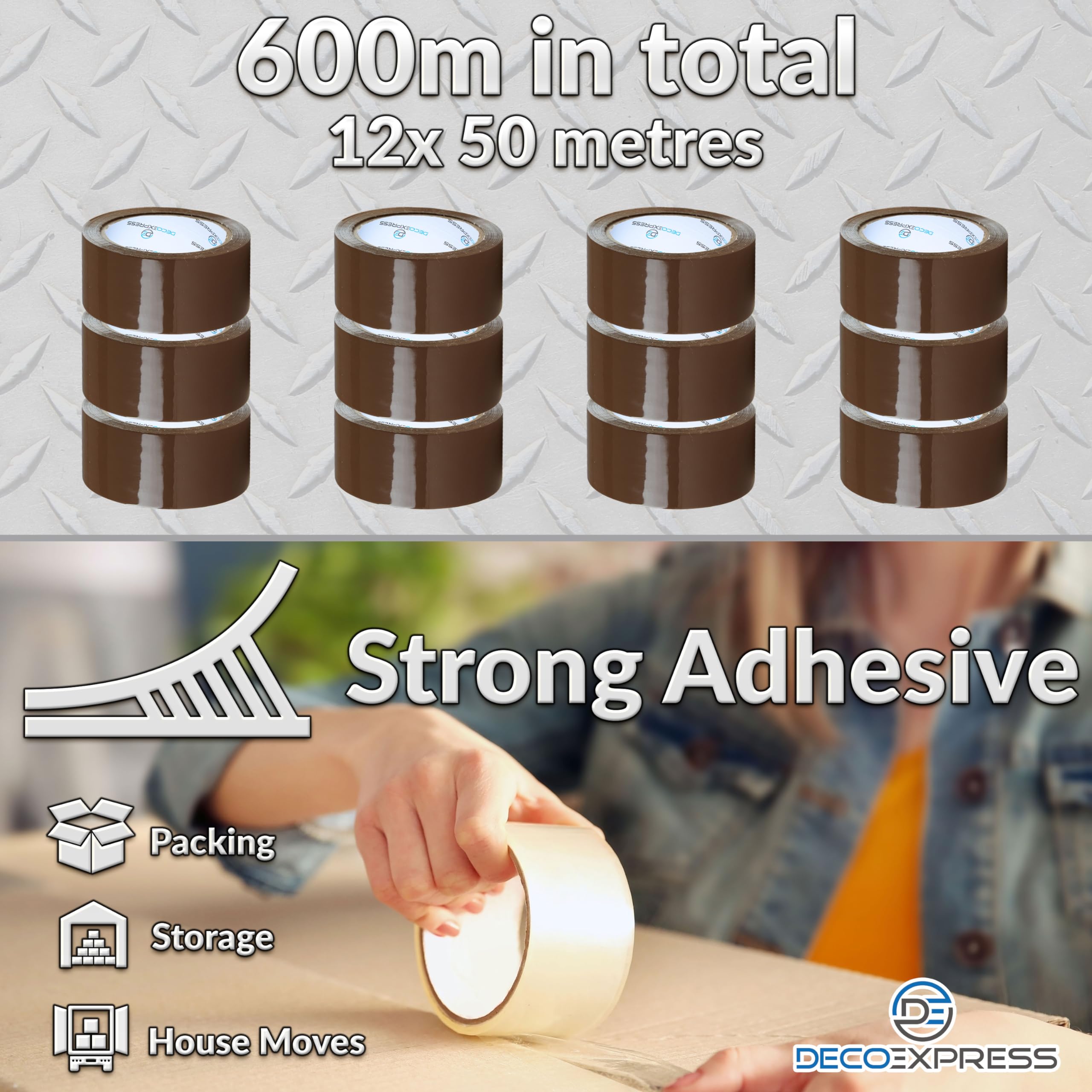 Nastro Adesivo Deco Express - Pacco Da 12 Rotoli Mix (Marrone, Trasparente, Fragile) - Foto 6