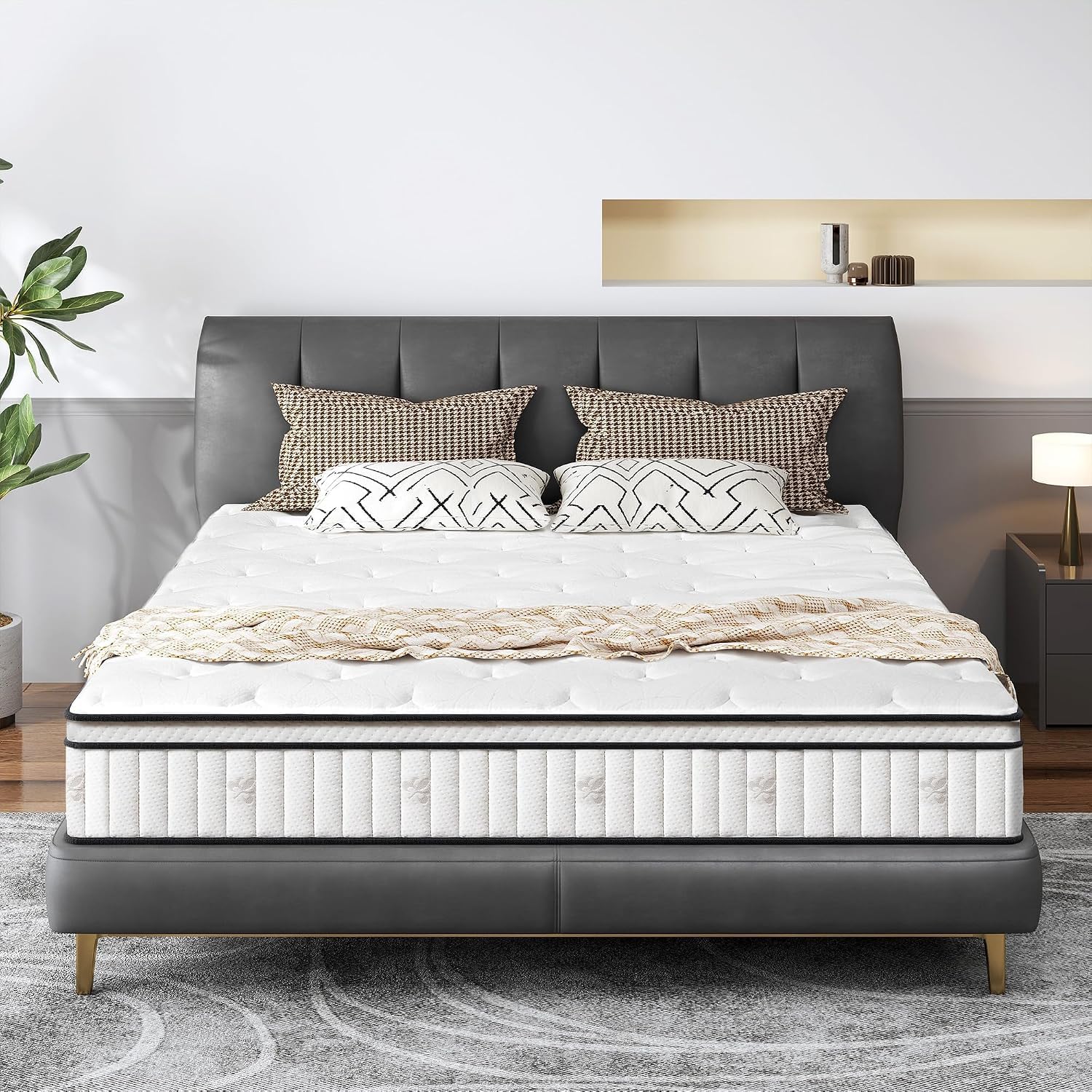 Wellynap 5FT King Mattress 150x200cm, 7 Zone Hybrid Pocket Sprung