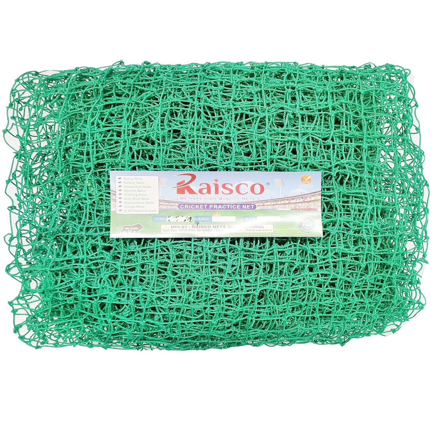 Raisco 2mm Thickness Cricket Net Size 10 * 10 Feet (Green)