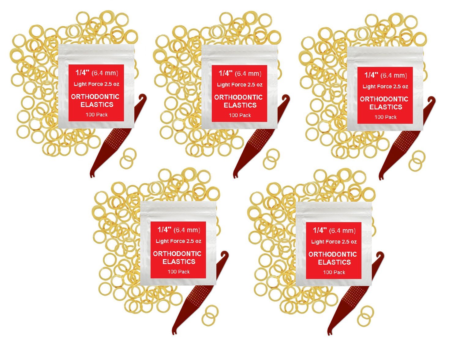 1/4 Inch Orthodontic Elastic Rubber Bands, 500 Pack, Natural, Light 2.5 Ounce Small Rubberbands Dreadlocks Hair Braids Fix Tooth Gap, Free Elastic Placer for Braces