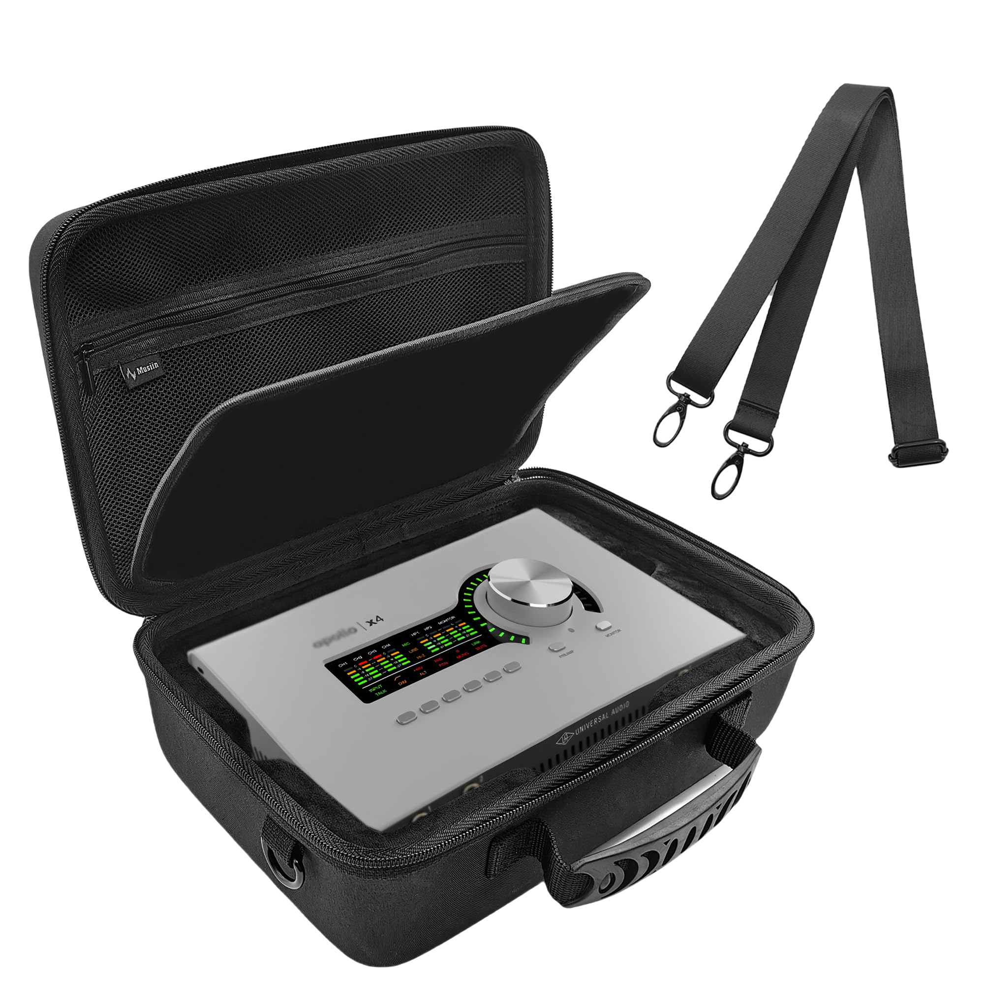 Musiin Audio-Interface-Hülle kompatibel mit Universal Audio Apollo x4 Gen 2 Essentials mit Gurt UA Apollo x4 Heritage Edition Daily Protection