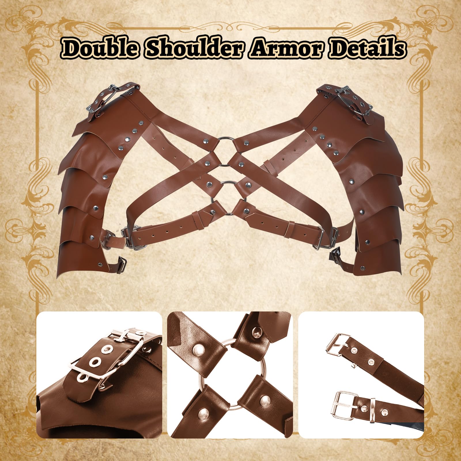 Halloween Medieval Belt Suit, Viking Clothing Accessories, Medieval Knight Costume Accessories Set of 5 for Cosplay Wizard - Image 4