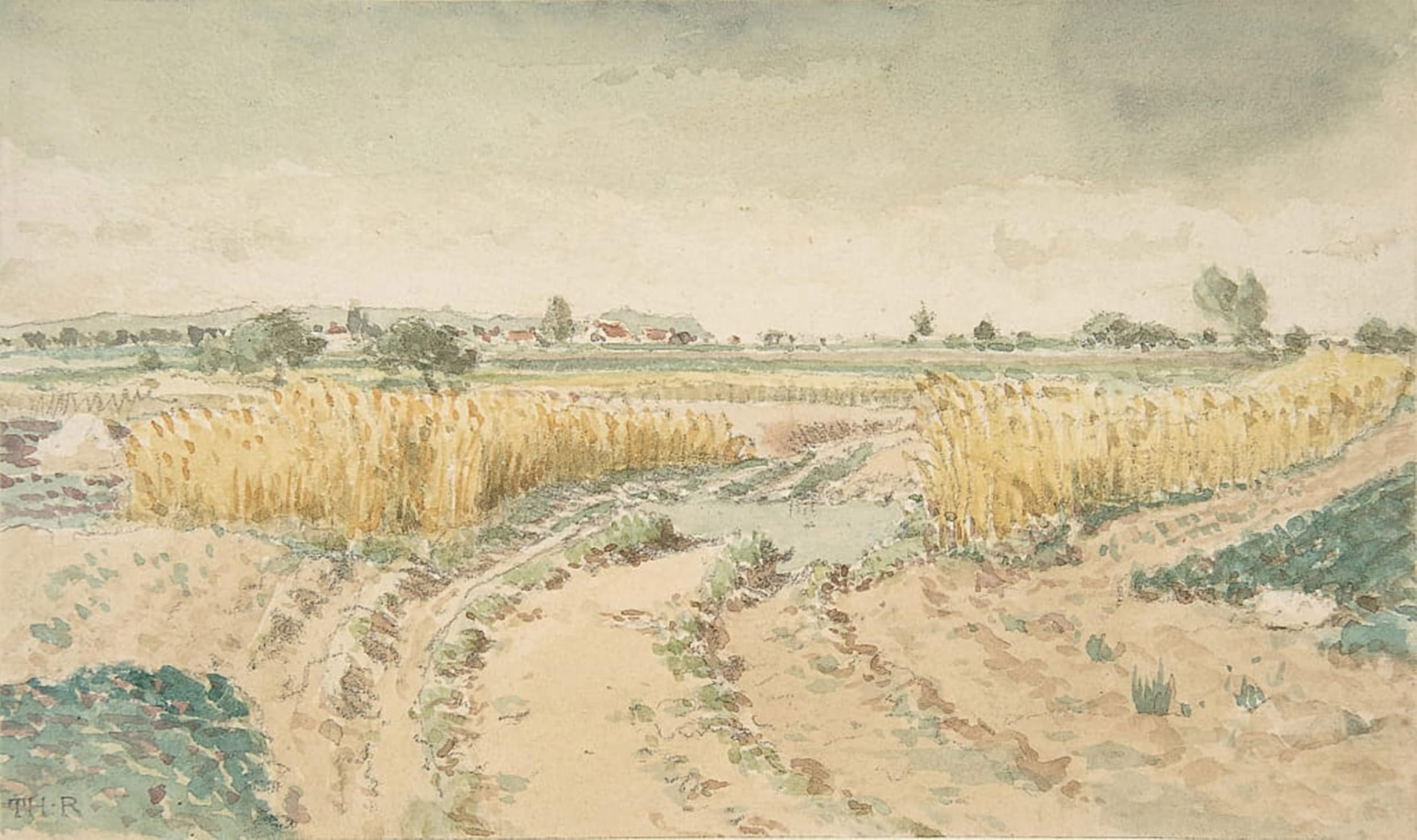 RZHRHJES Vintage Wall Art Picture on Canvas Wall Art Poster Wheatfields by Theodore Rousseau Canvas Poster for Office Decor 60x90cm