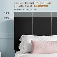 Vista 5 de SHA CERLIN Marco de cama tamaño queen, cama de plataforma tapizada en terciopelo holandés, cabecera ajustable con canales verticales acolchados