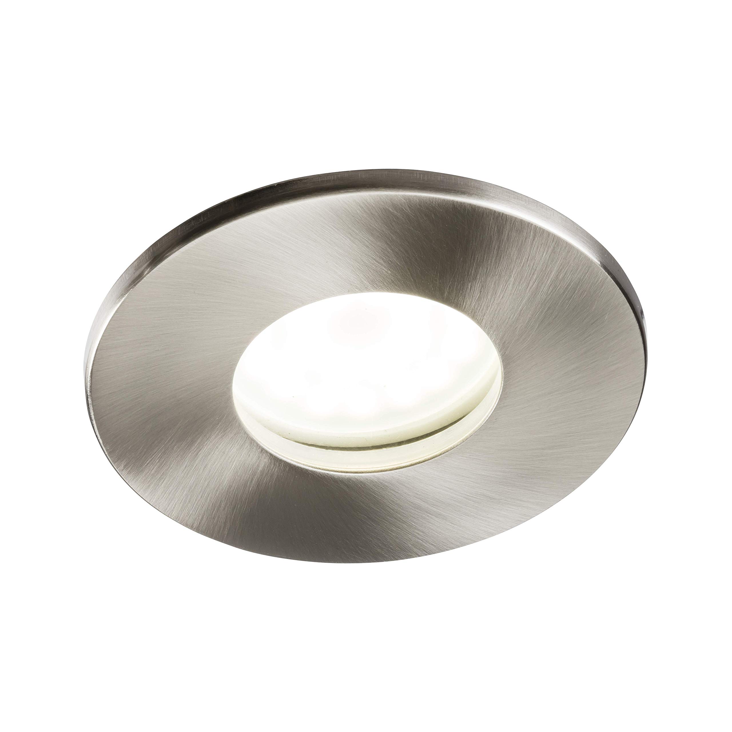 Knightsbridge Brushed Chrome 230V Ip65 Fixed Gu10 Fire-Rated Downlight Vfcfipbc