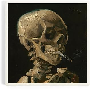 Lantern Press Head of a Skeleton with a Burning Cigarette (Vincent Van Gogh) c. 1886, Masterpiece Classic (Absorbent Ceramic Coaster, Single, Cork Back, Kitchen Table Decor)