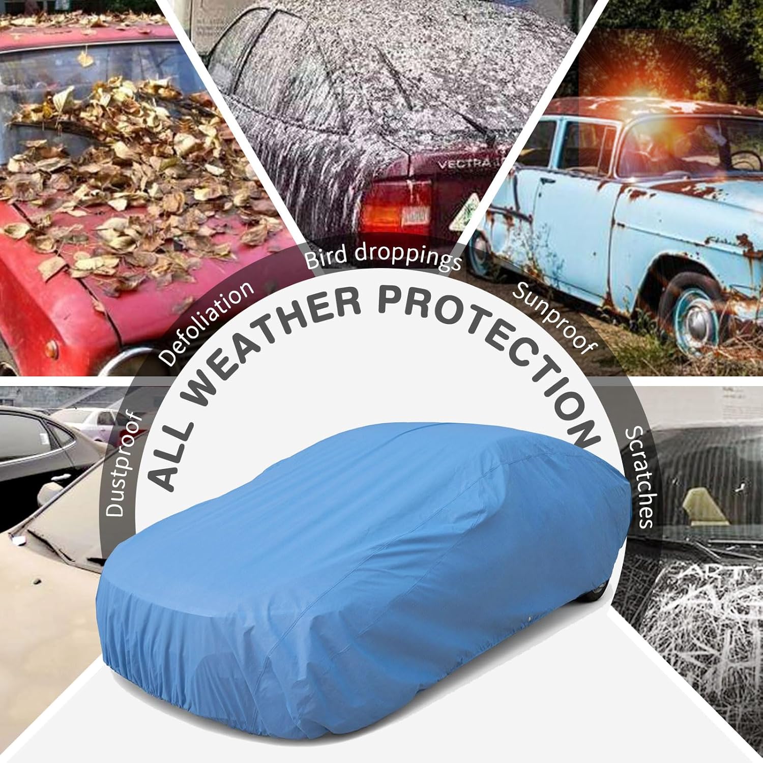 Car Cover Waterproof All Weather for Automobiles – Heavy Duty Full Exterior Covers for Snow Ice Protection – Outdoor Cars Tarps Universal Fit Sedan Toyota BMW Ford Honda Chevy up to 205"（Sedan C5）