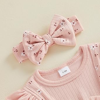 Newborn Spring Autumn Clothes Baby Girl Romper with Headband 0-18M