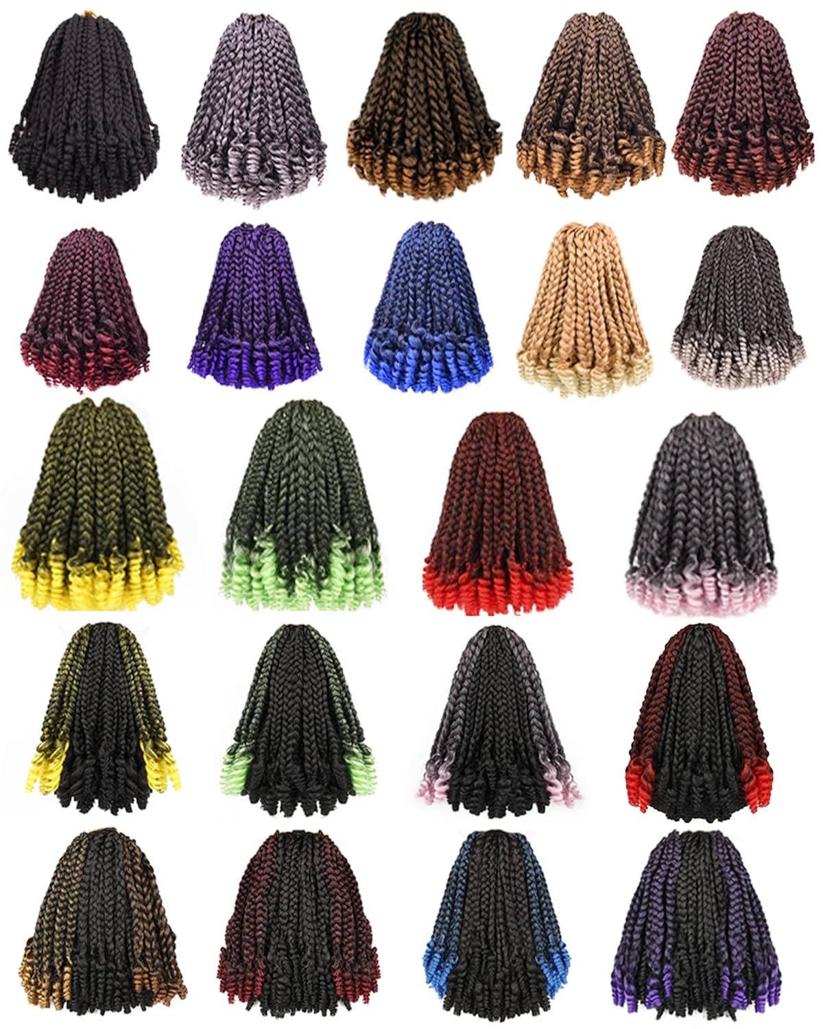Short Goddess Box Braid Crochet Hair For Black Women and Baby Kids- 7 Packs 10 Inches Natural Black, Synthetic Hair With Toni Curl Ends Extensions (10 Inch-7Packs,1B)