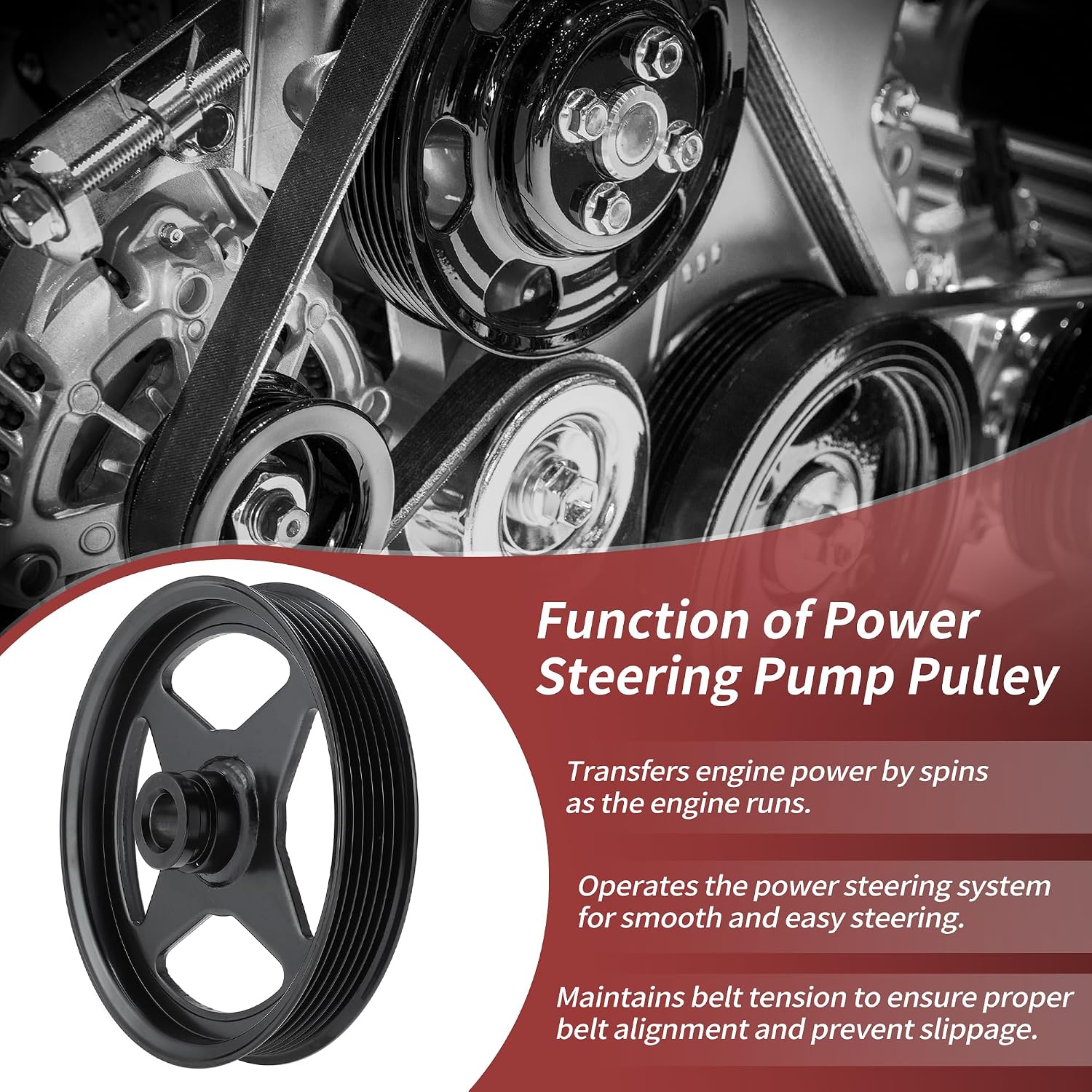 Power Steering Pump Pulley for Ford F-150 Heritage F250 F350 E150 Explorer Expedition Excursion for Mustang for Lincoln Navigator Mark for Mercury Cougar for Marauder 2L3Z3A733AA