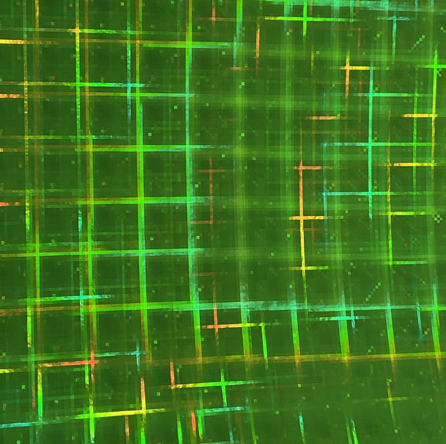 Hyper Plaid Holographic Sign Vinyl, Self-Adhesive (Fluorescent Green, 24 inch x 30 ft)