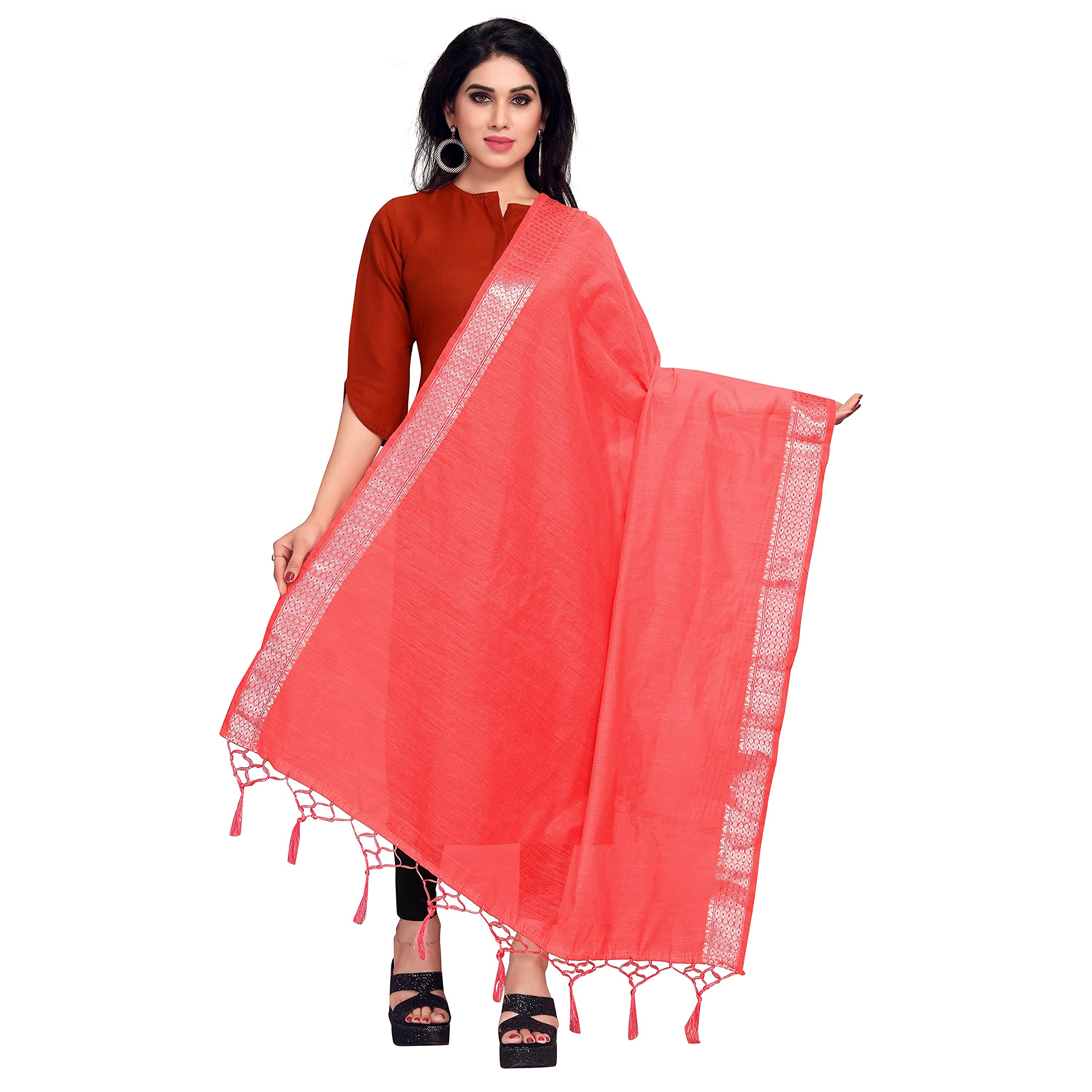 Sidhidata Women's Solid Cotton Dupatta