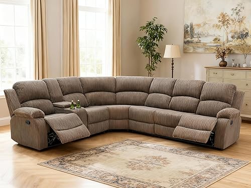 Miniatura 6 de Juego de sofá modular reclinable eléctrico, sofá modular en forma de L para sala de estar, asientos de cine en casa con portavasos, moderno sofá