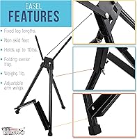 Vista 3 de US Art mesa suplementaria de parte superior de aluminio con caballete de exposición, grande, doble brazo