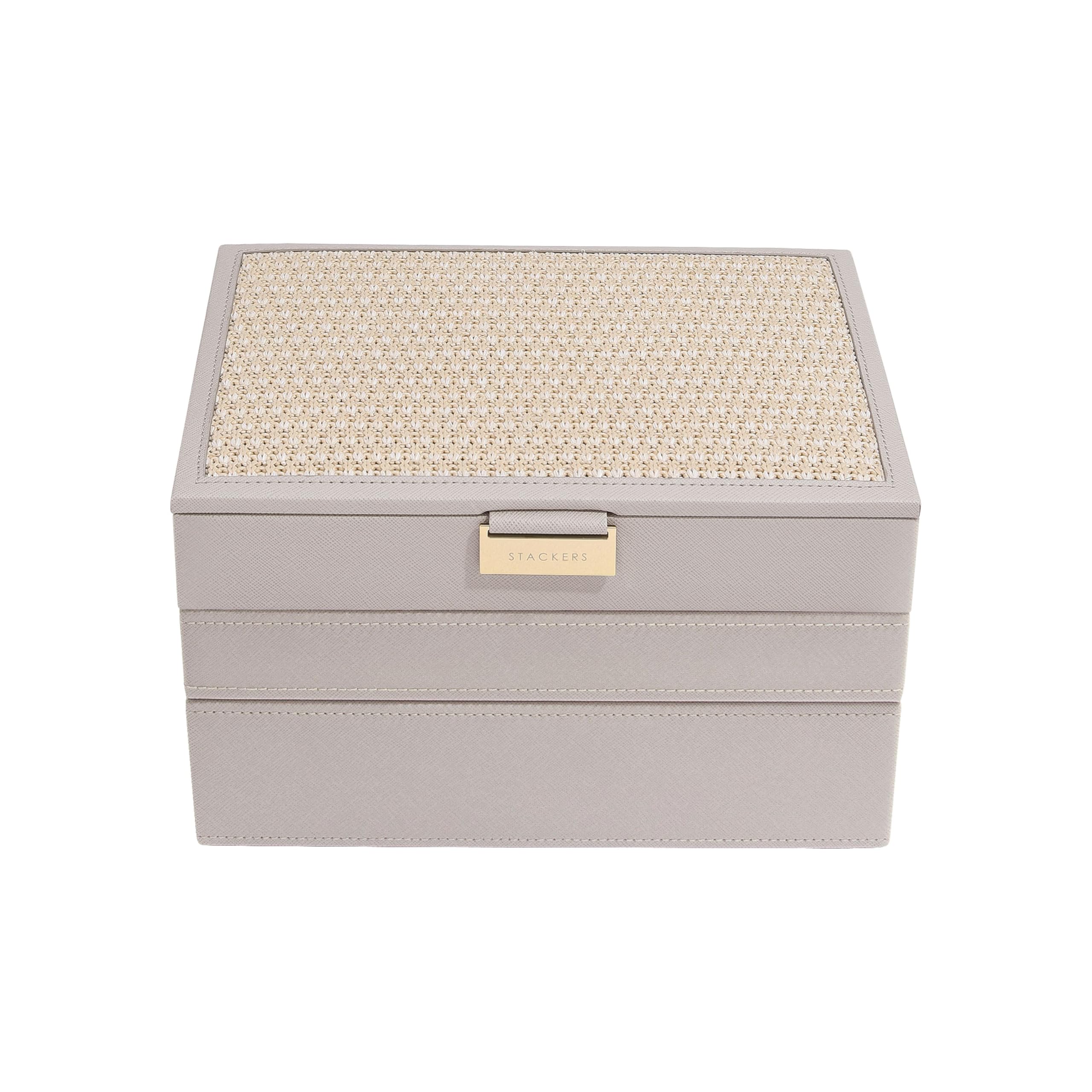 Stackers Taupe Raffia Classic Jewellery Box Set of 3