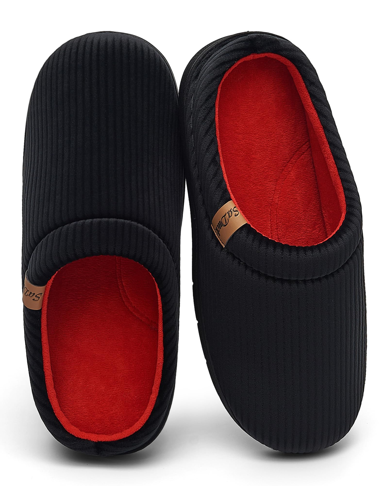 Men's Two-Tone Slippers with Arch Support Slip-On Warm House Shoes Cozy Memory Foam Indoor/Outdoor Breathable Slipper