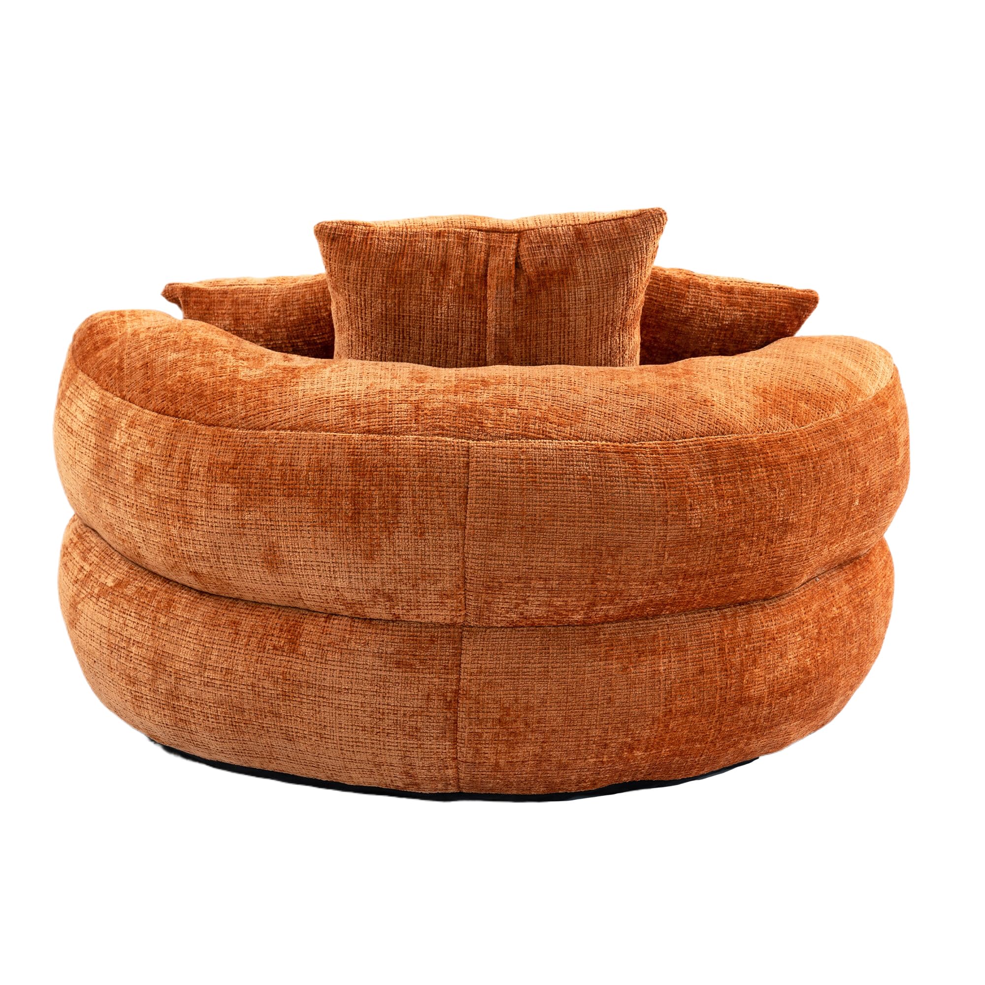 Sofá Lazy Sofa SUKY Cómodo Sillón de Respaldo Alto con TRES Cojines, para Interiores y Exteriores, Sofá Individual para Gaming, Dormitorio, Oficina, 108 x 108 x 52 cm (Chenille Naranja)