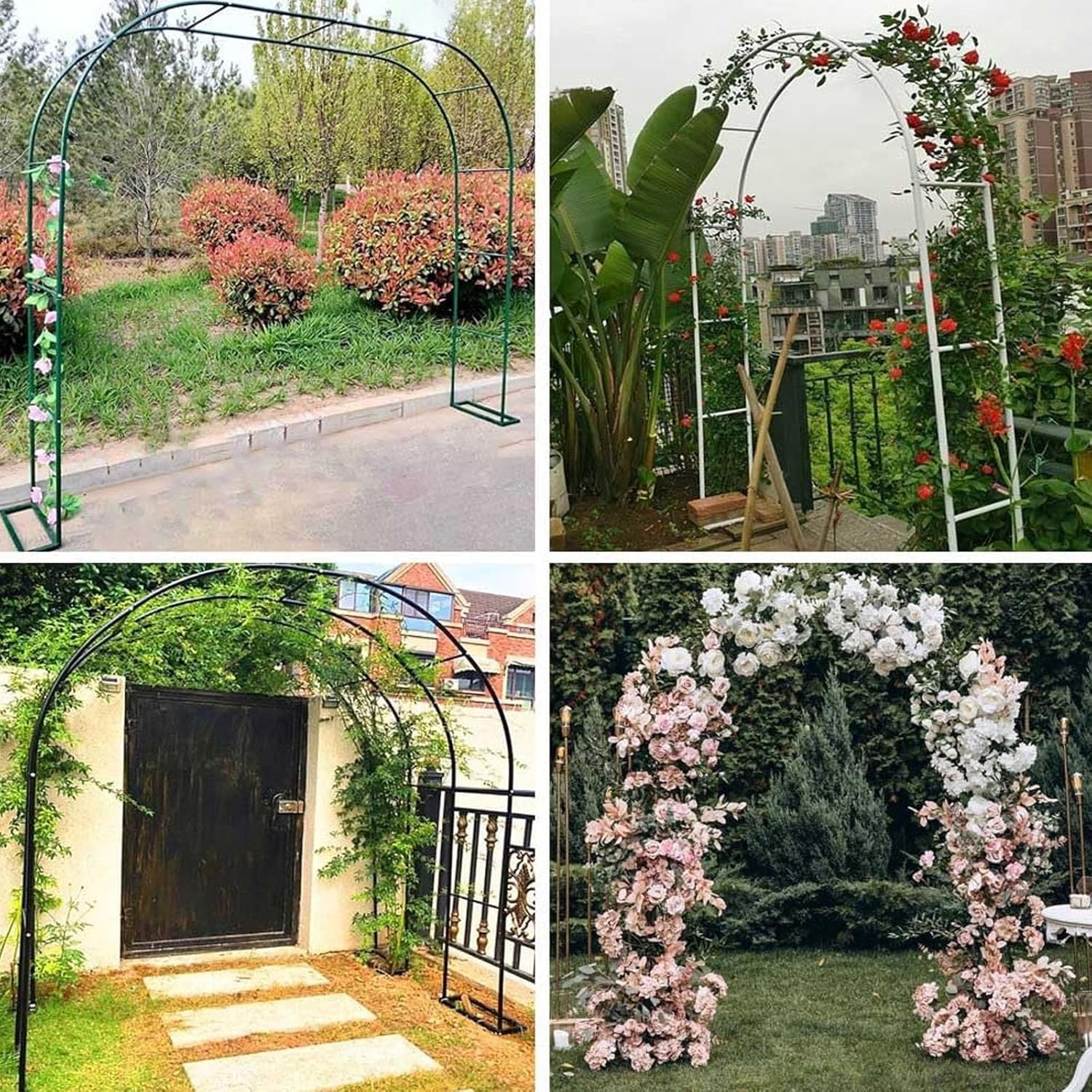 Heavy Duty Outdoor Metal Garden Arch for Climbing Roses & Plants, Large Wedding Trellis Support Archway (White, 0.8x2x0.4m) - Durable Garden Arbor for Elegant Landscapin