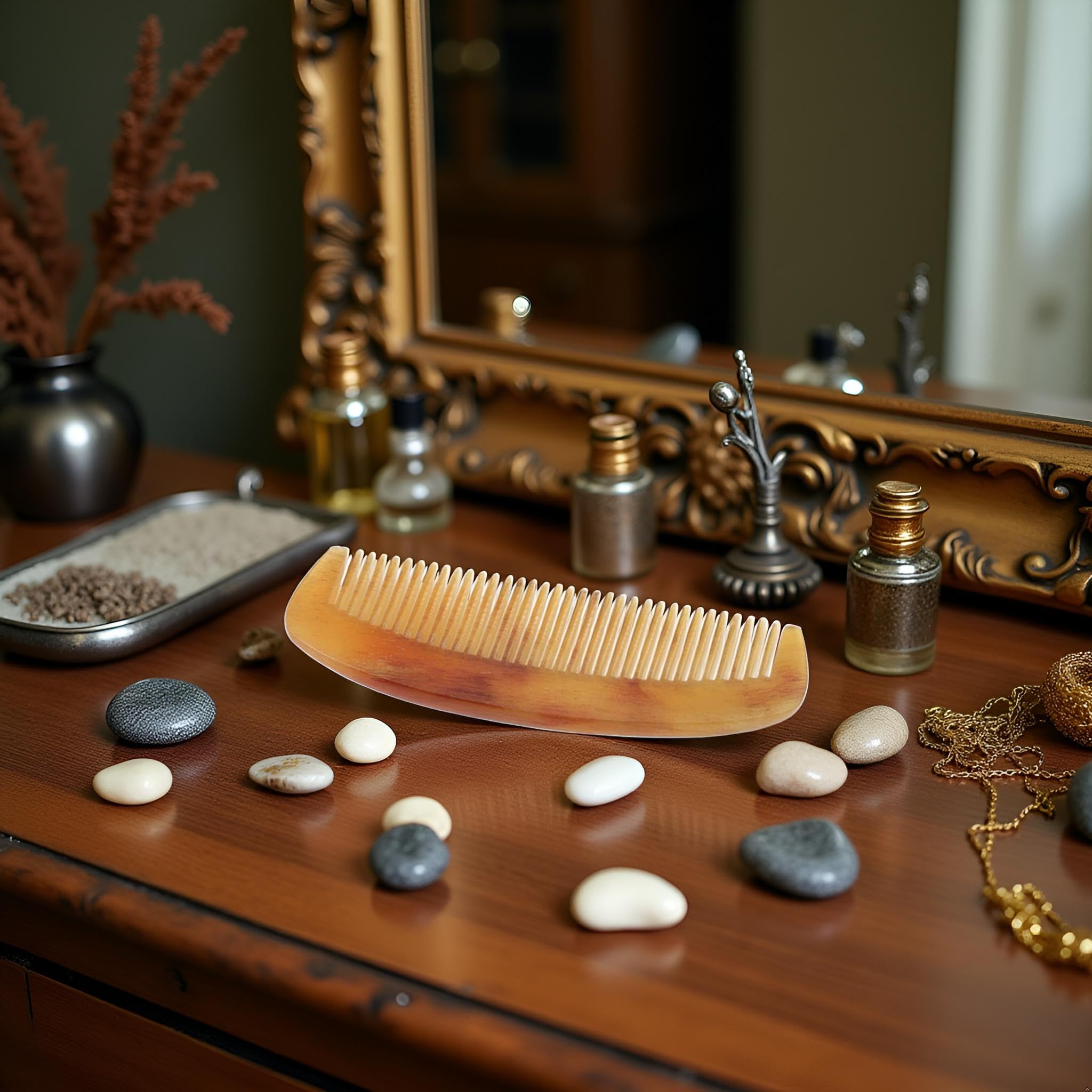 1pc Natural Ox Horn Comb Of Hair No Static Health Care Hair Brush Hairdressing Comb For Hairs,Size2,Hairs Cares,Small in Size,Hairs Combs Beauty and Personal Care,Styling Tools and Appliances