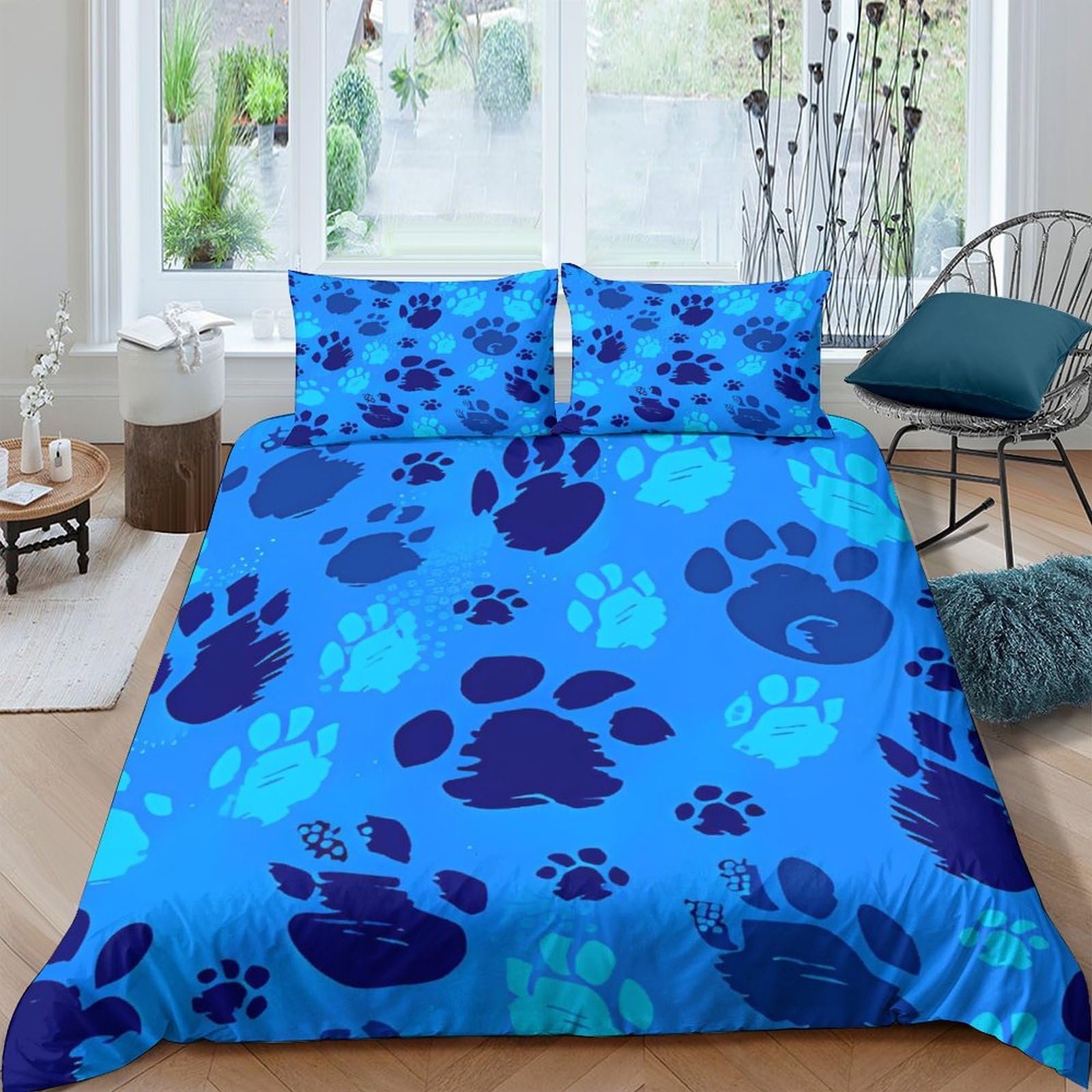 Parure de lit empreinte de patte de chat housse de couette adulte 200x200cm avec zip