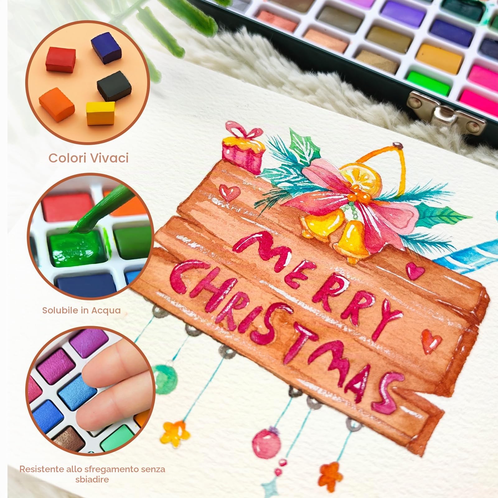 Artecho Set Acquerelli Professionali 100 Colori in Scatola Portatile, con Pennello e Carta per Acquerello, Acquerello da Viaggio, Watercolor, per Artisti e Pittori per Hobby