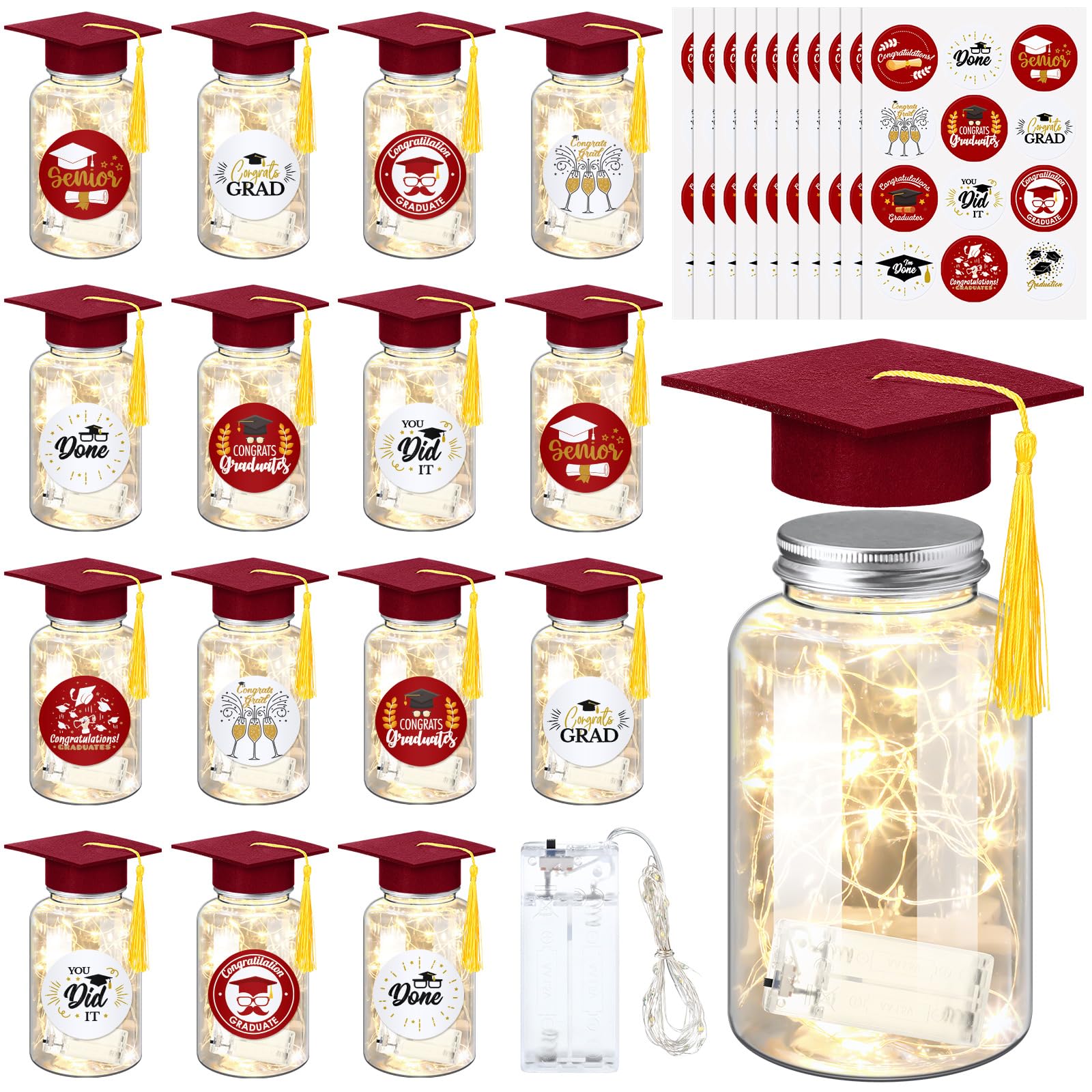 Photo 1 of Boao Graduation Jar Decoration Set (16 Sets, Dark Red)