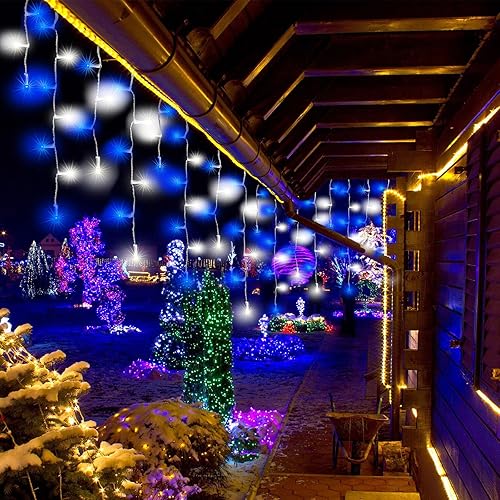 Miniatura 2 de Luces de Navidad de carámbanos para exteriores, 400 LED, 49.5 pies, 16 modos, temporizador, IP44, impermeable, conectables, enchufe remoto para