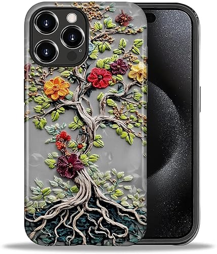 Miniatura 15 de Funda para iPhone 11, carcasa dura a prueba de golpes + silicona suave 2 en 1 híbrida, parachoques a prueba de caídas - Vidrio manchado con flores