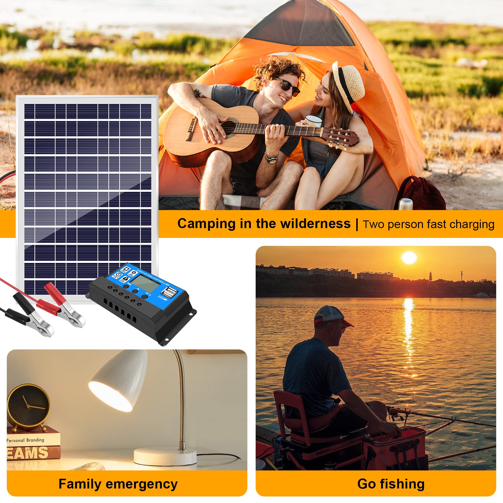 Chargeur de Batterie de Panneau Solaire 30W 12V + ContrôLeur 40A pour Camping-Car Camping-Car