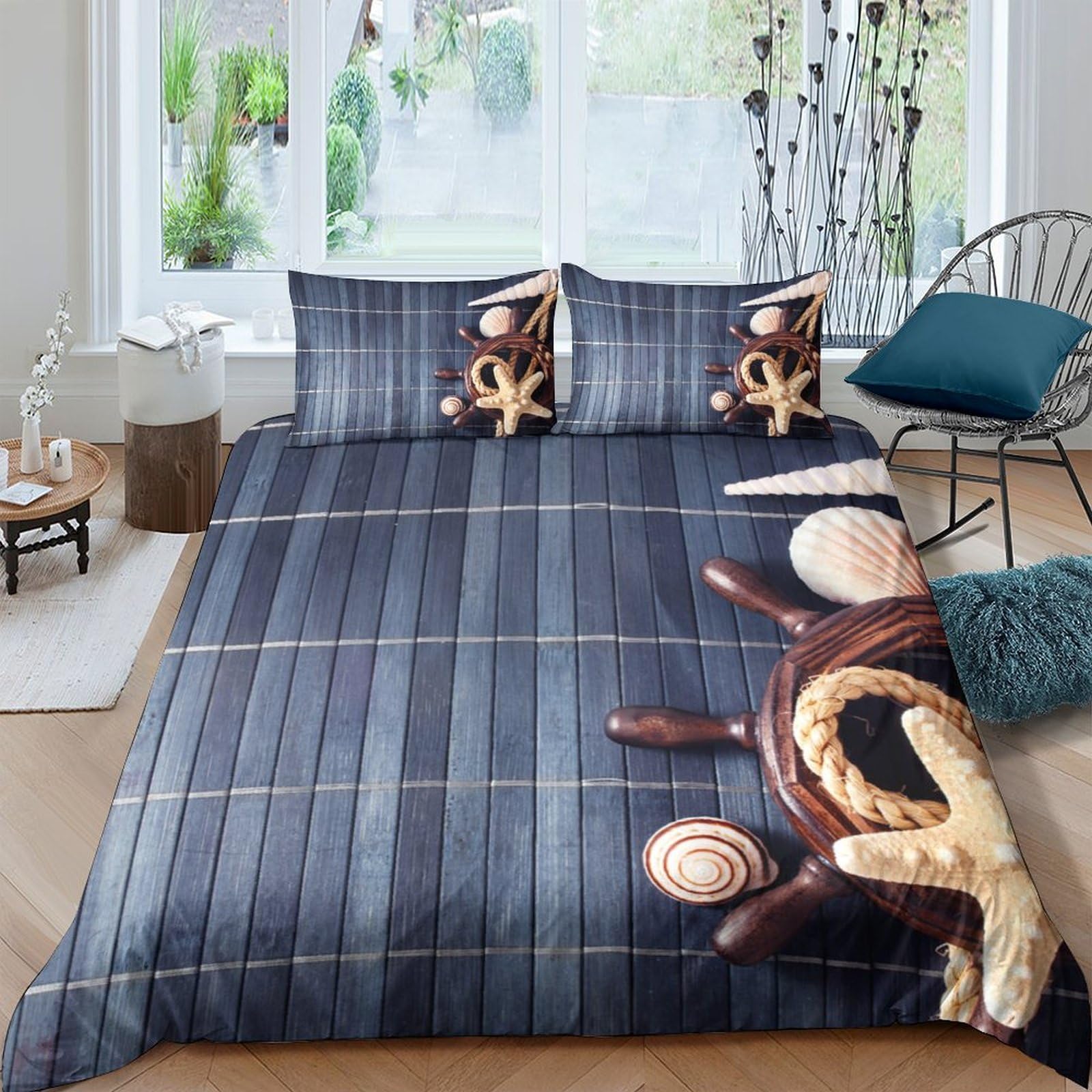 Ctjqhvkz Style-9 3D Printed Nautical Starfish Fitted Sheet Microfiber Soft Breathable Seashell Bed Cover For Bedroom Guest Room Decor Single（135X200cm）
