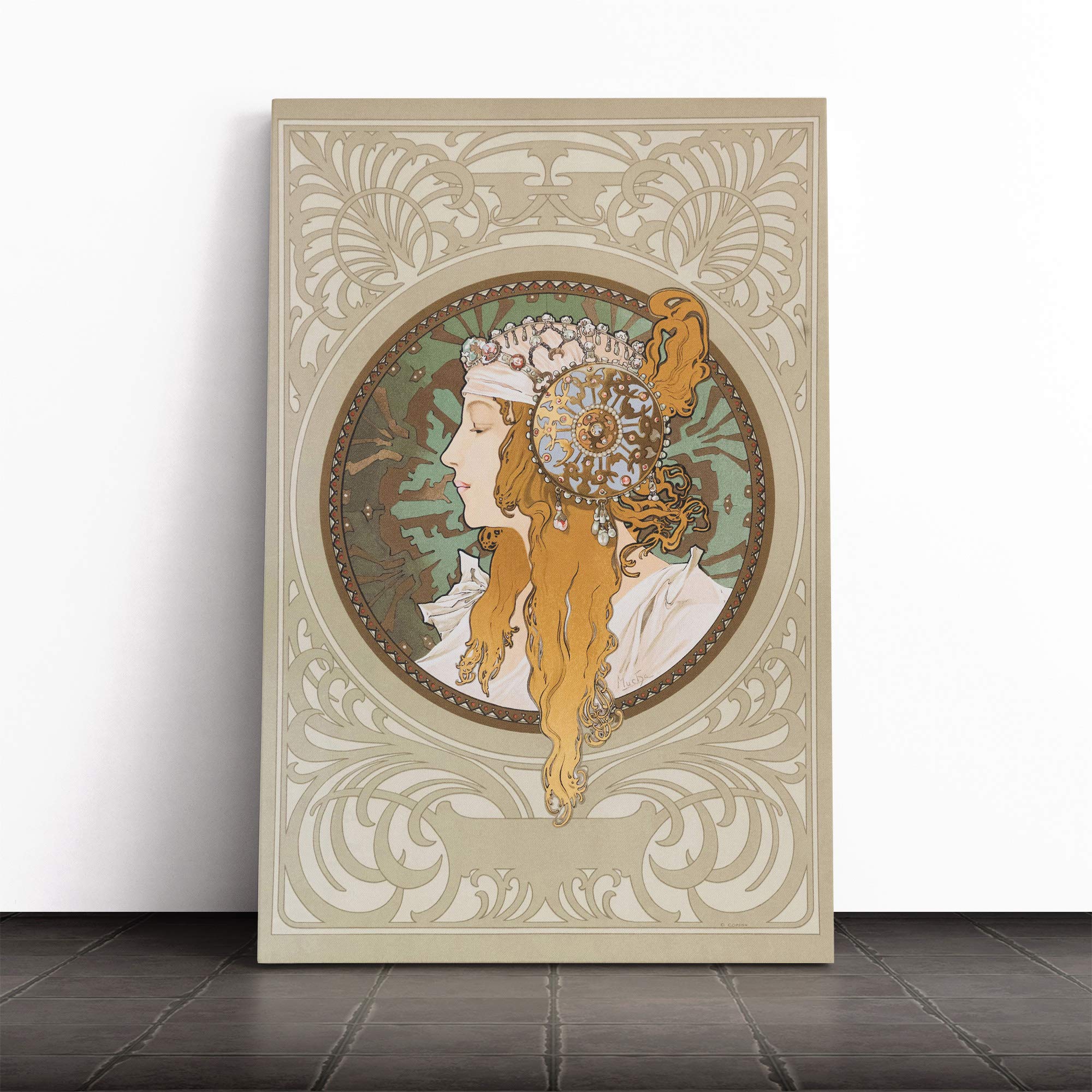 Alphonse Mucha Byzantine Canvas Print | Gallery Wrapped 30mm Frame Wall Art | 24x16 inches | Ready to Hang | Modern Picture | Living Room Bedroom Lounge Office
