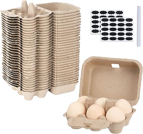 Cartones de huevos de papel para huevos de gallina, 36 piezas de fibra de pulpa media docena de cartones de huevos a granel, 6 contenedores de