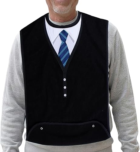 Miniatura 12 de Baberos para adultos para hombres, protectores de ropa para comer, babero de tela de rizo para adultos mayores, diseño bordado, impermeable,