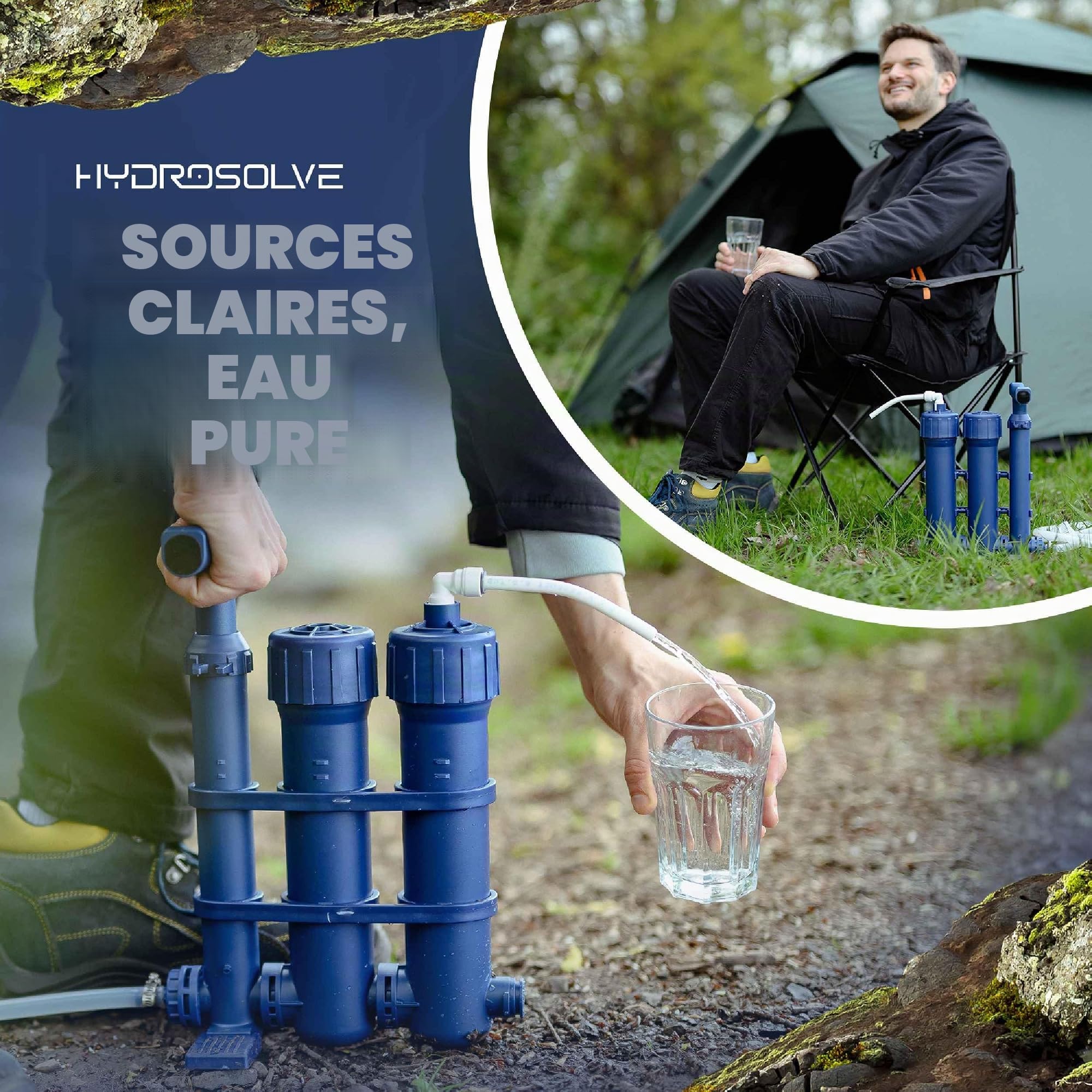 Aora Hydrosolve Filtre à eau d'extérieur [Pompe & Technologie ULTRAFILTRATION] – Filtre à eau potable pour la survie en plein air et le camping – Équipement d’urgence