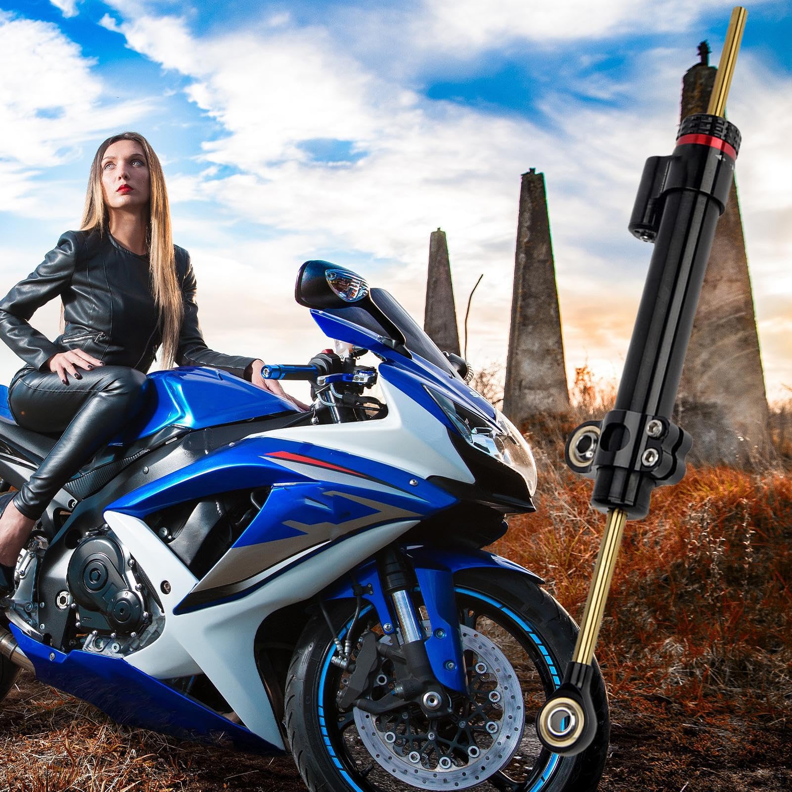 Stabilizzatore Sterzo Moto Ammortizzatore regolabile realizzato in lega di
