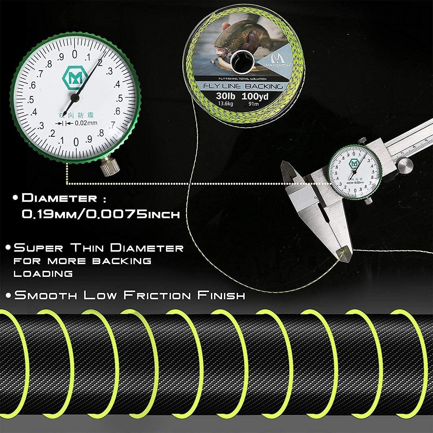 MAXIMUMCATCH Fliegenfischen Backing Fliegenfischen geflochtene Nylon Schnüre 20/30lb,100/300yards