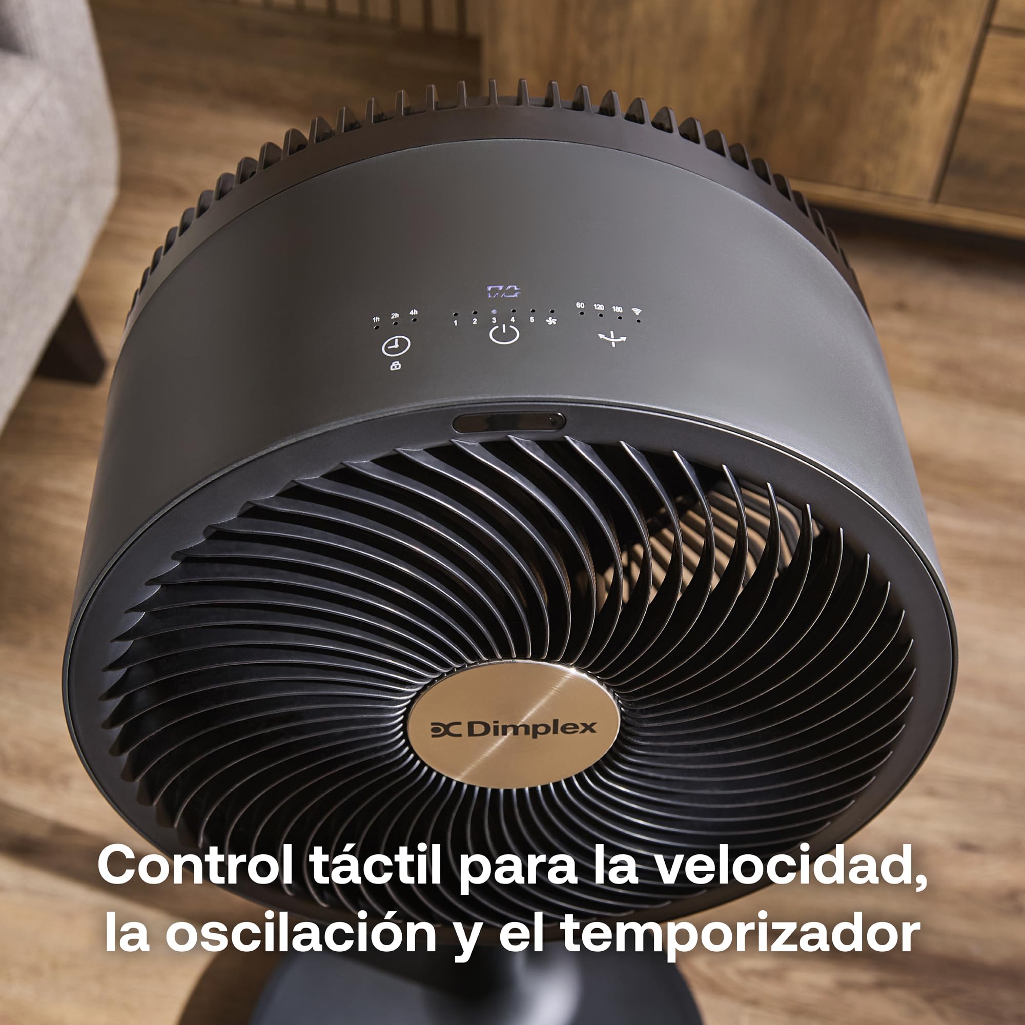 Dimplex DUOCOOL ventilador inteligente inalámbrico 2 en 1, de pie y mesa, batería 45h, 5 velocidades + turbo, alcance 20m, silencioso: 36dB, app, Google Home y Alexa, mando a distancia, negro