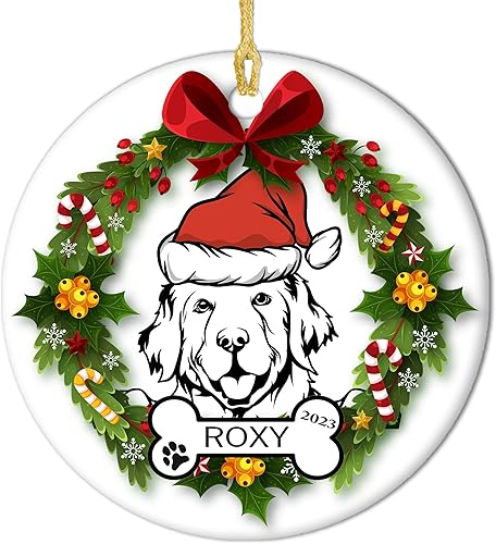 Adornos personalizados para perro para árbol de Navidad 2023, adorno de Navidad personalizado para perros con nombre, regalos de decoración de árbol