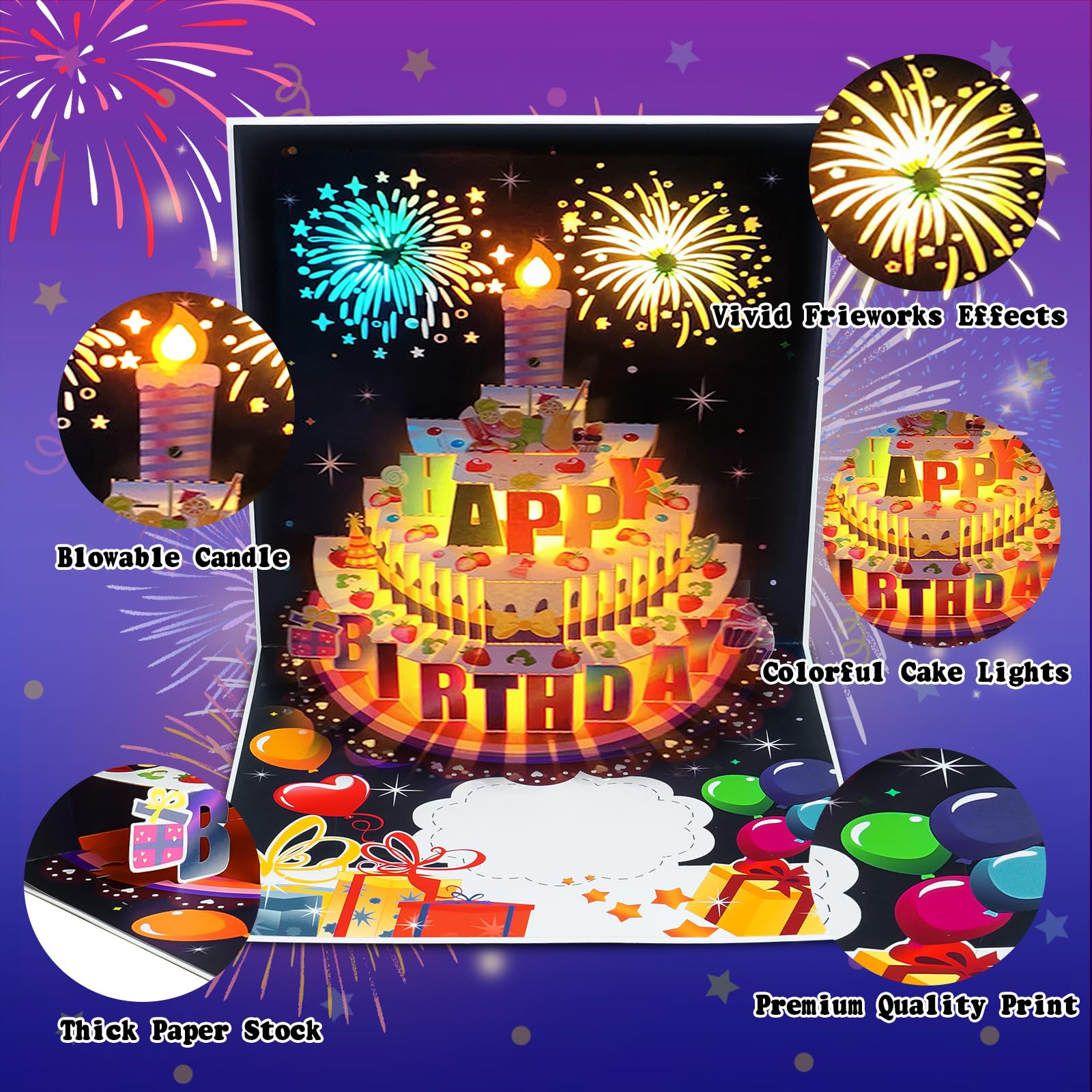 Lights & Sound 3D Pop Up Birthday Card With Envelopes For - View #3