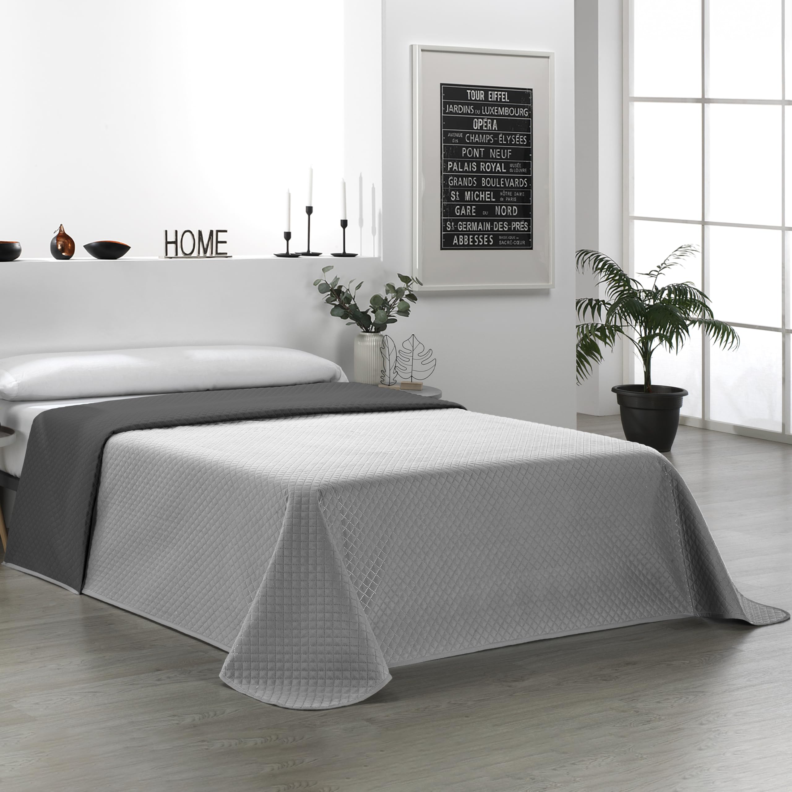 Martina Home Pack of 90 Charcoal Reversible Bouti Bedspread