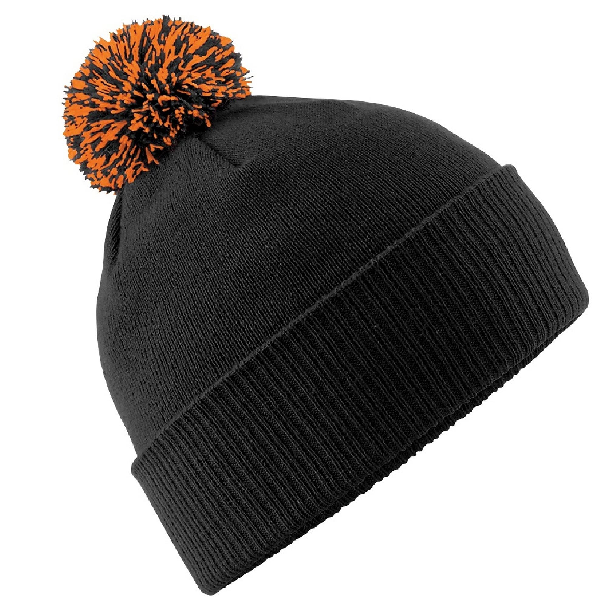 Beechfield Snowstar Beanie Hat - Warm & Stylish Winter Headwear Black/Orange