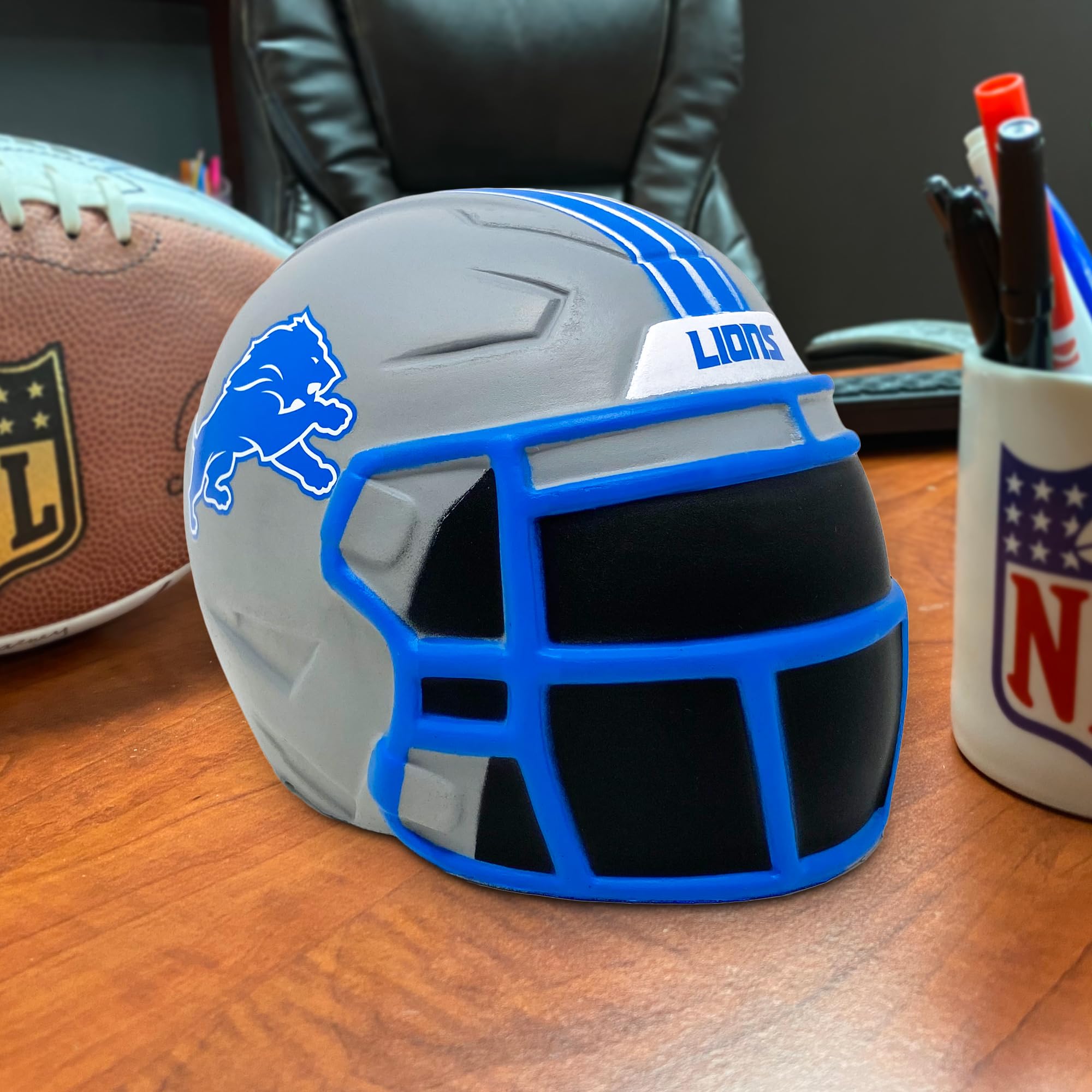 Party Animal NFL Jumbo Squeezymates Helmet Detroit Lions Squeezy Helmet Figurine, Team Colors, 4