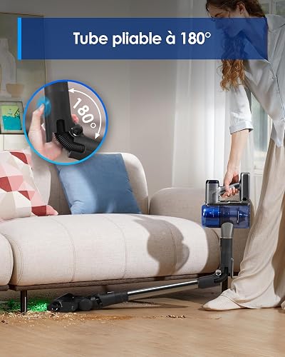Tineco Pure One S70 Aspirateur Balai sans Fil, 200 AW d’Aspiration, 95 Min d'autonomie, Système de Nettoyage 3DSense Pro amélioré, Cellules de Poche améliorées, Lumière LED Verte à 150°, Gris - 7