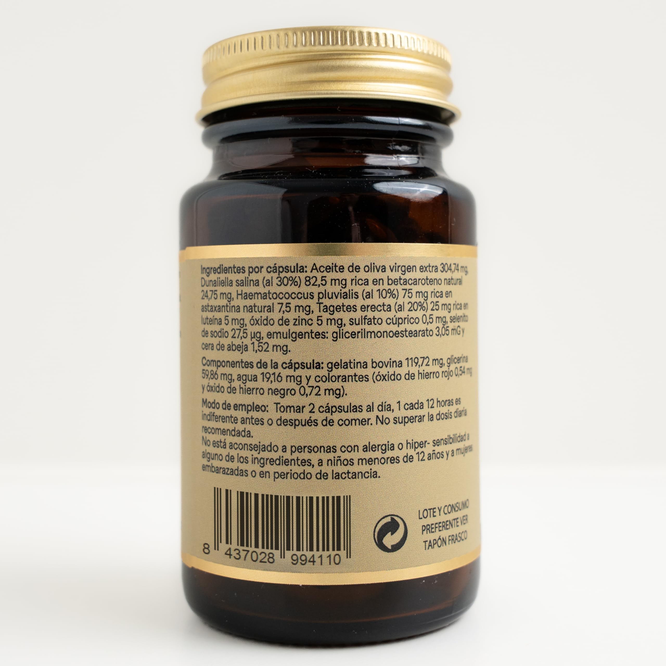 BENAVIST FORTE – Complemento Alimenticio antioxidante para Combatir el Envejecimientode la Piel, reducir Arrugas y mejorar la Salud Ocular (60 Cápsulas). Con Astaxantina, Betacaroteno y Luteína.